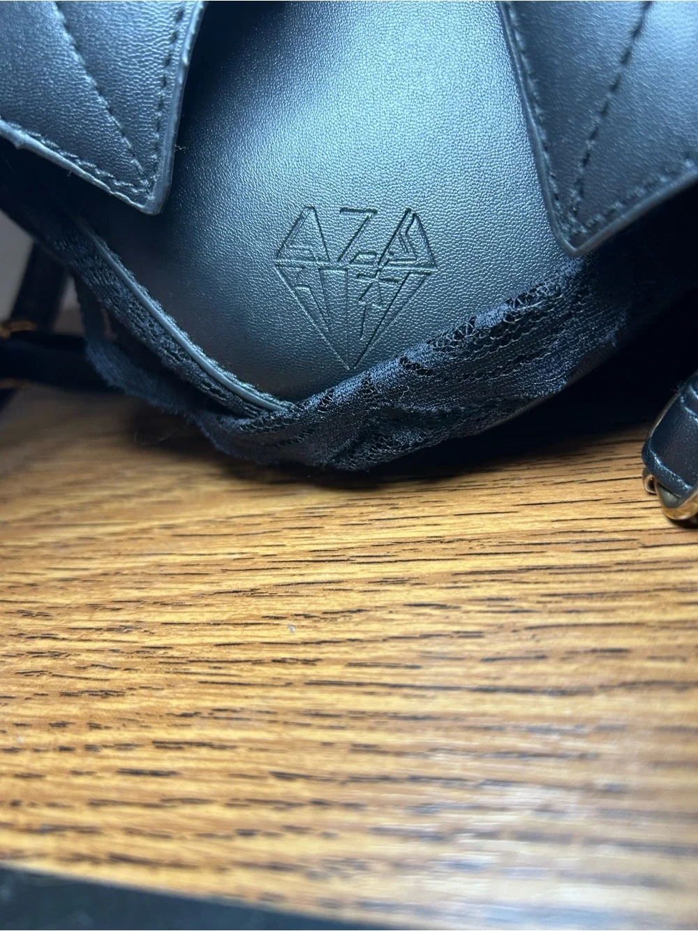 Black Sculpted Leather Backpack - Women
